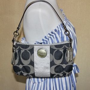 EUC Coach Silver Stripe Demi Shoulderbag Denim